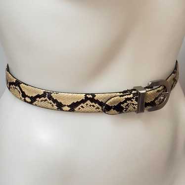 BILL BLASS Belt Women's Beige/Black Genuine Snake… - image 1