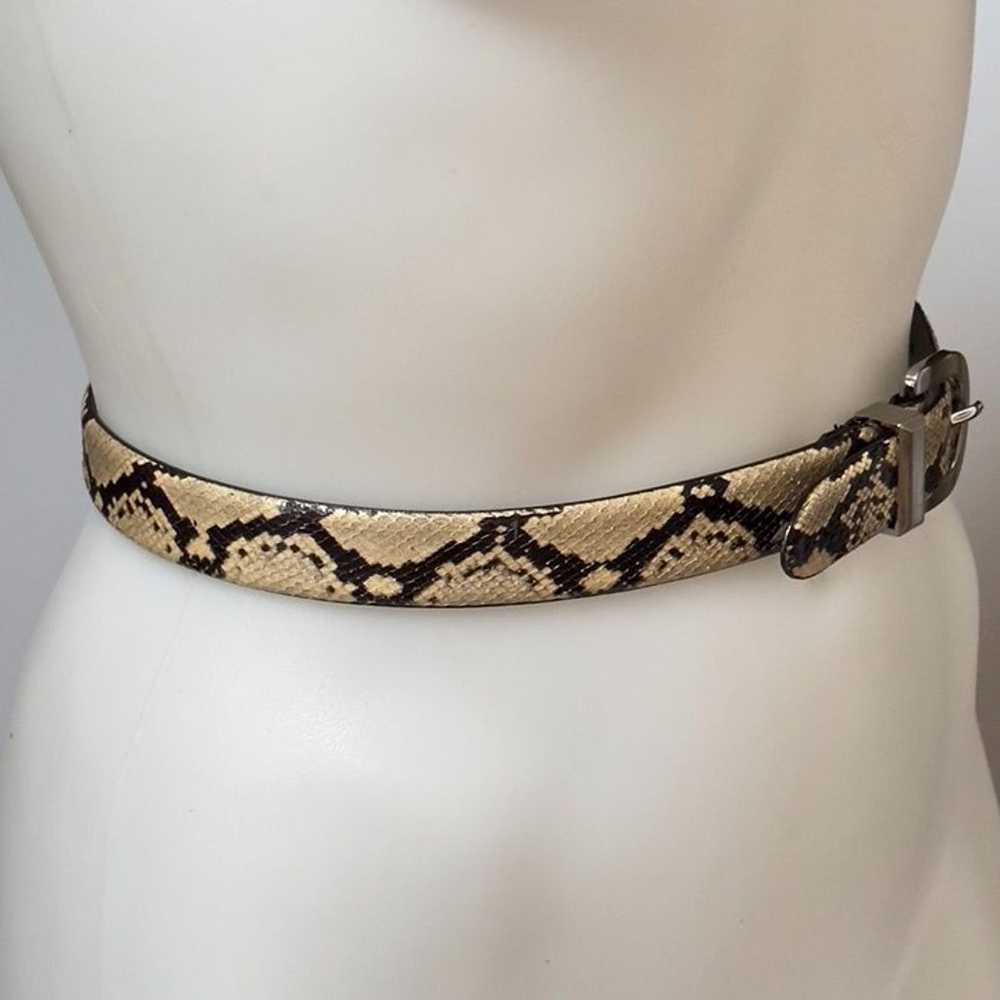 BILL BLASS Belt Women's Beige/Black Genuine Snake… - image 3