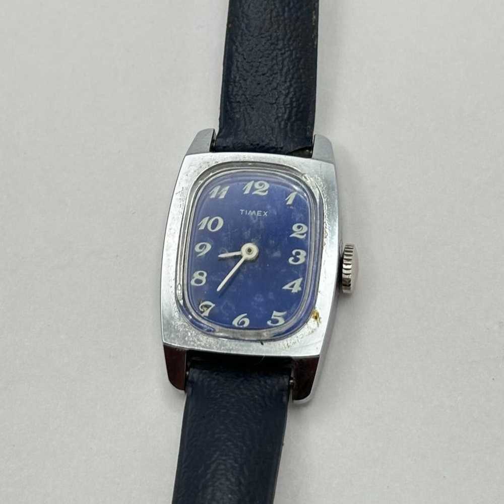 Vintage Silver & Blue Timex Watch - image 2