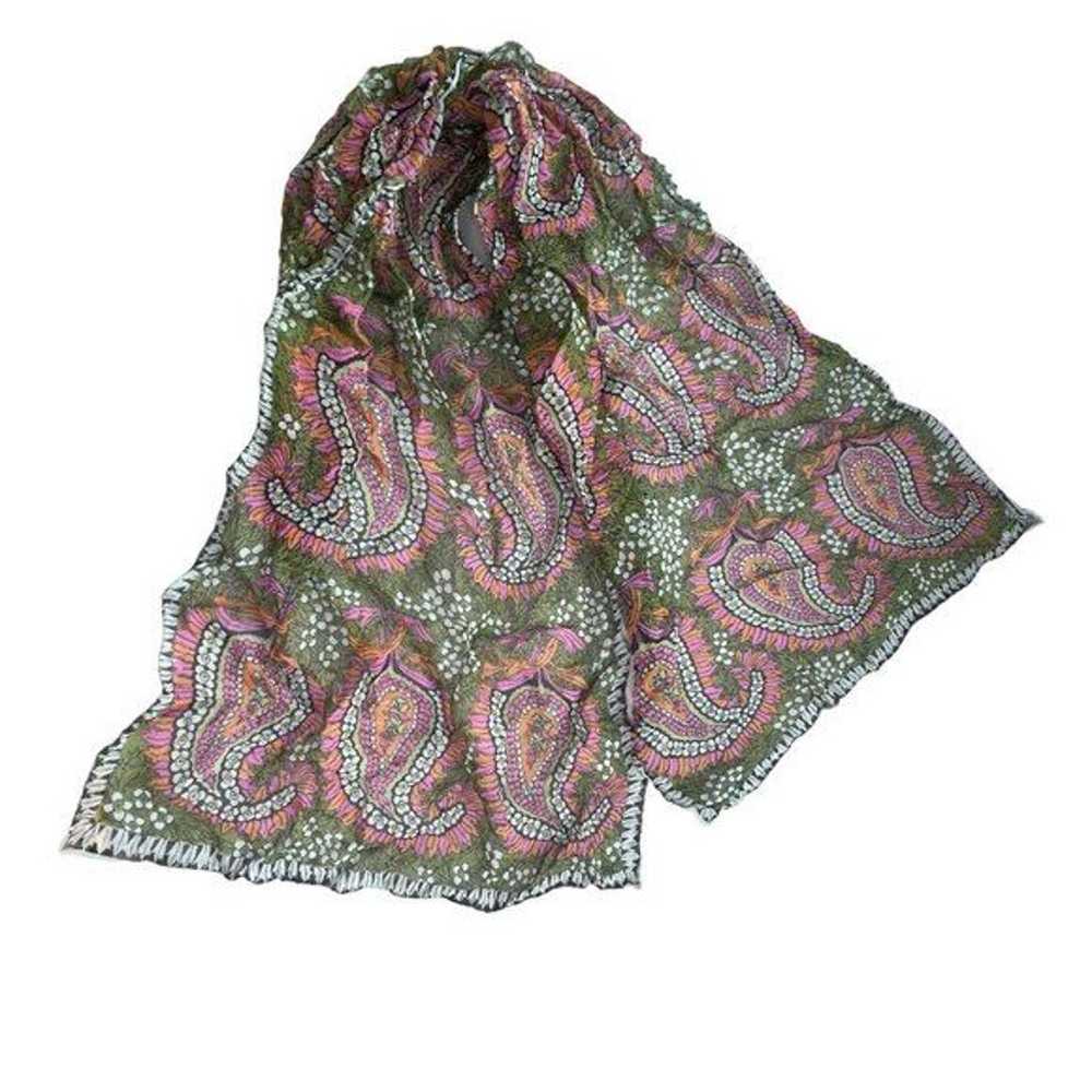 Vera Vintage Paisley Floral Rectangle Scarf Light… - image 1