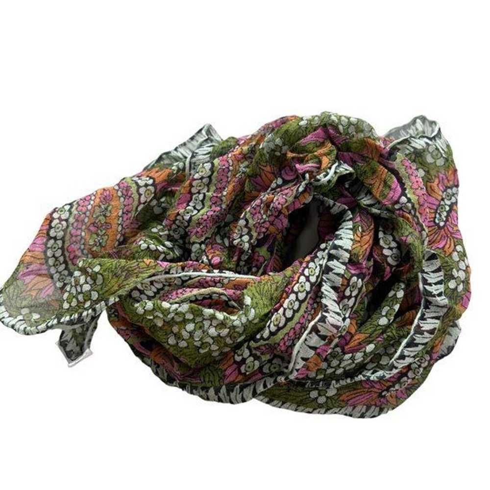 Vera Vintage Paisley Floral Rectangle Scarf Light… - image 2