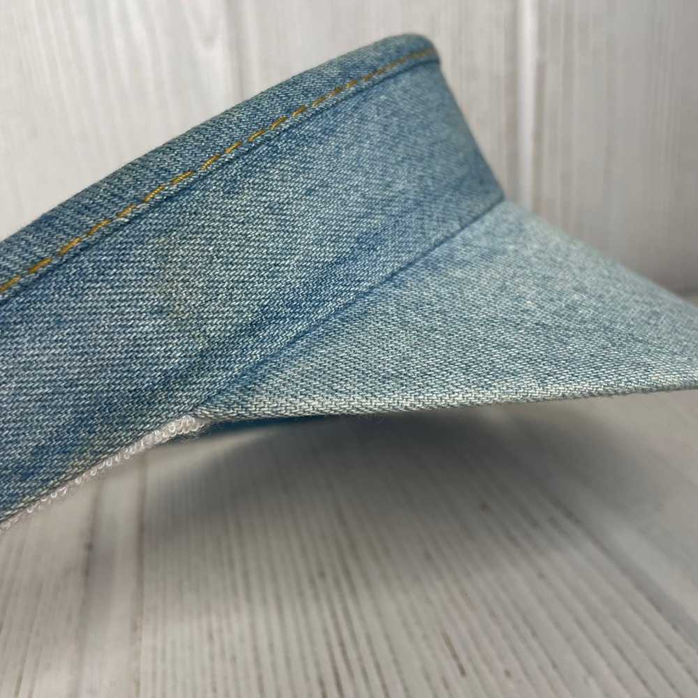 Vintage Denim Visor 1980’s Medium Wash Terry Clot… - image 10