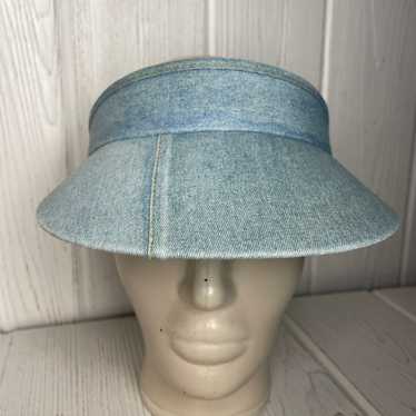 Vintage Denim Visor 1980’s Medium Wash Terry Clot… - image 1