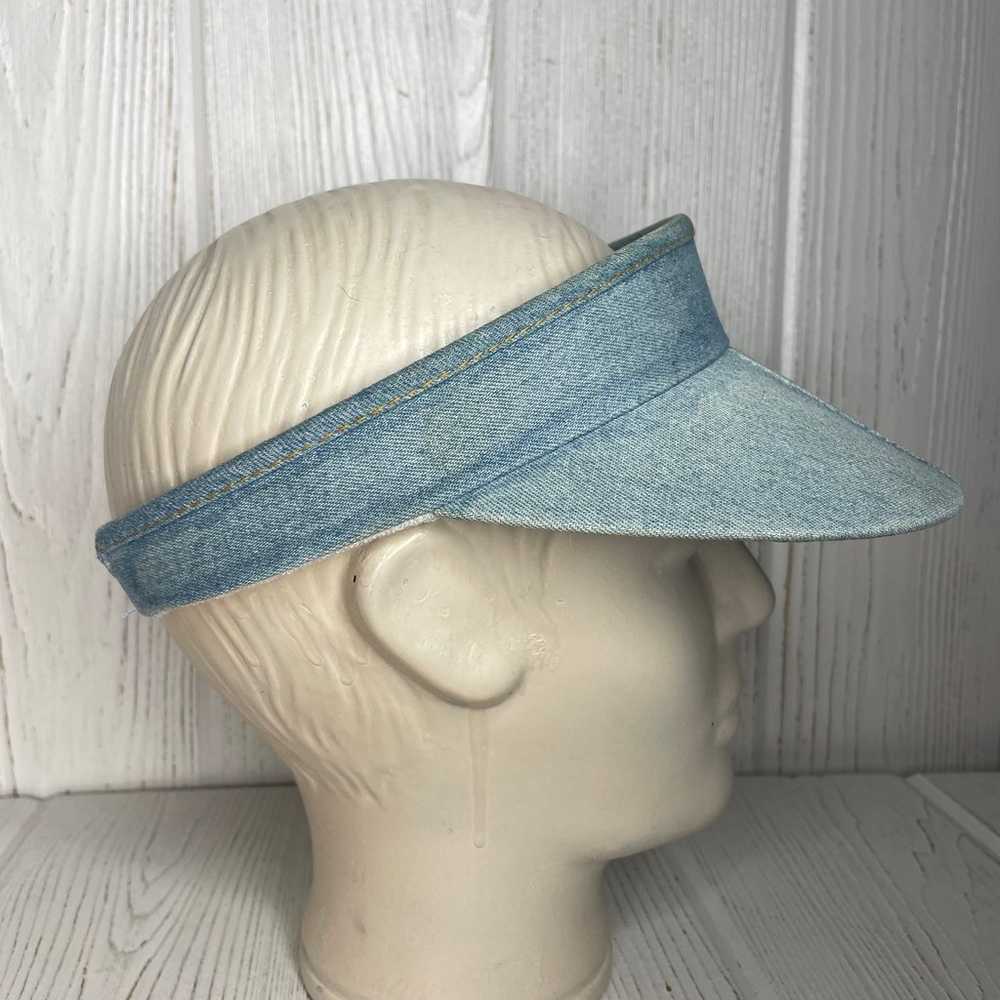 Vintage Denim Visor 1980’s Medium Wash Terry Clot… - image 4