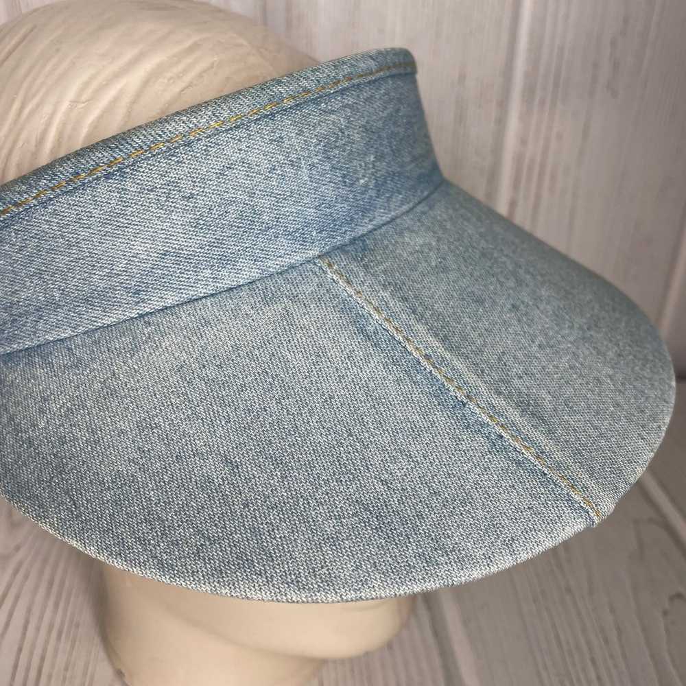 Vintage Denim Visor 1980’s Medium Wash Terry Clot… - image 5