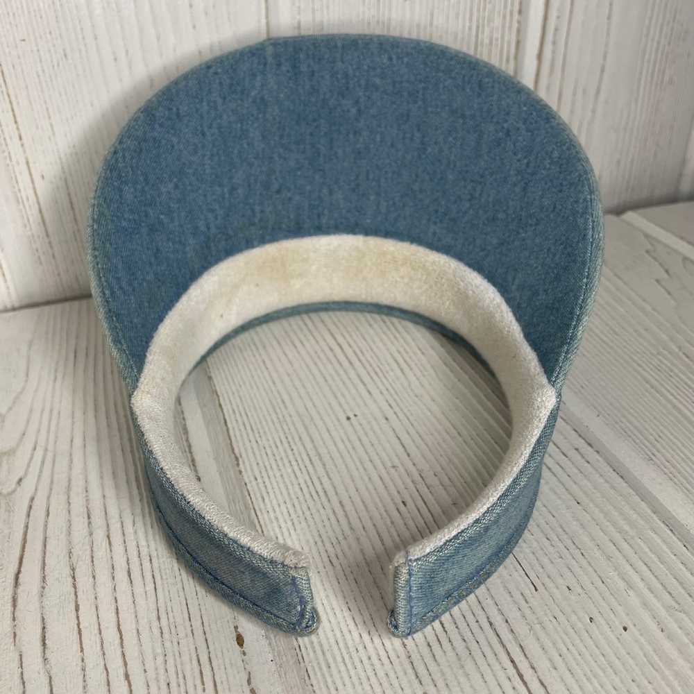 Vintage Denim Visor 1980’s Medium Wash Terry Clot… - image 6