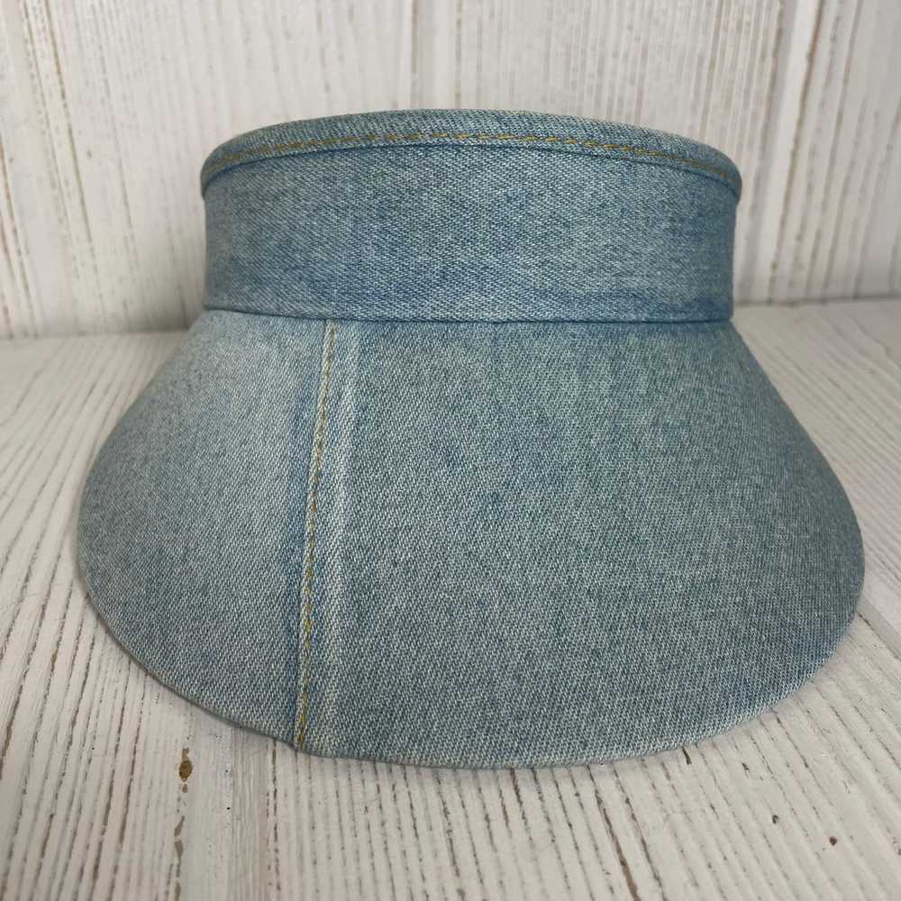 Vintage Denim Visor 1980’s Medium Wash Terry Clot… - image 9