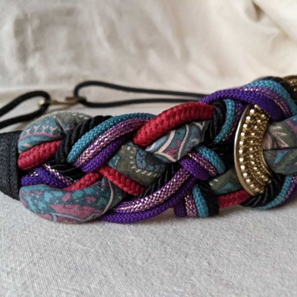 Vtg 80s Braided Belt Multicolor Chunky Braided Be… - image 2