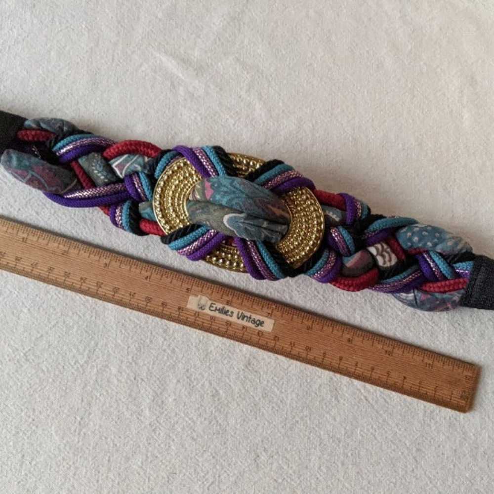 Vtg 80s Braided Belt Multicolor Chunky Braided Be… - image 5