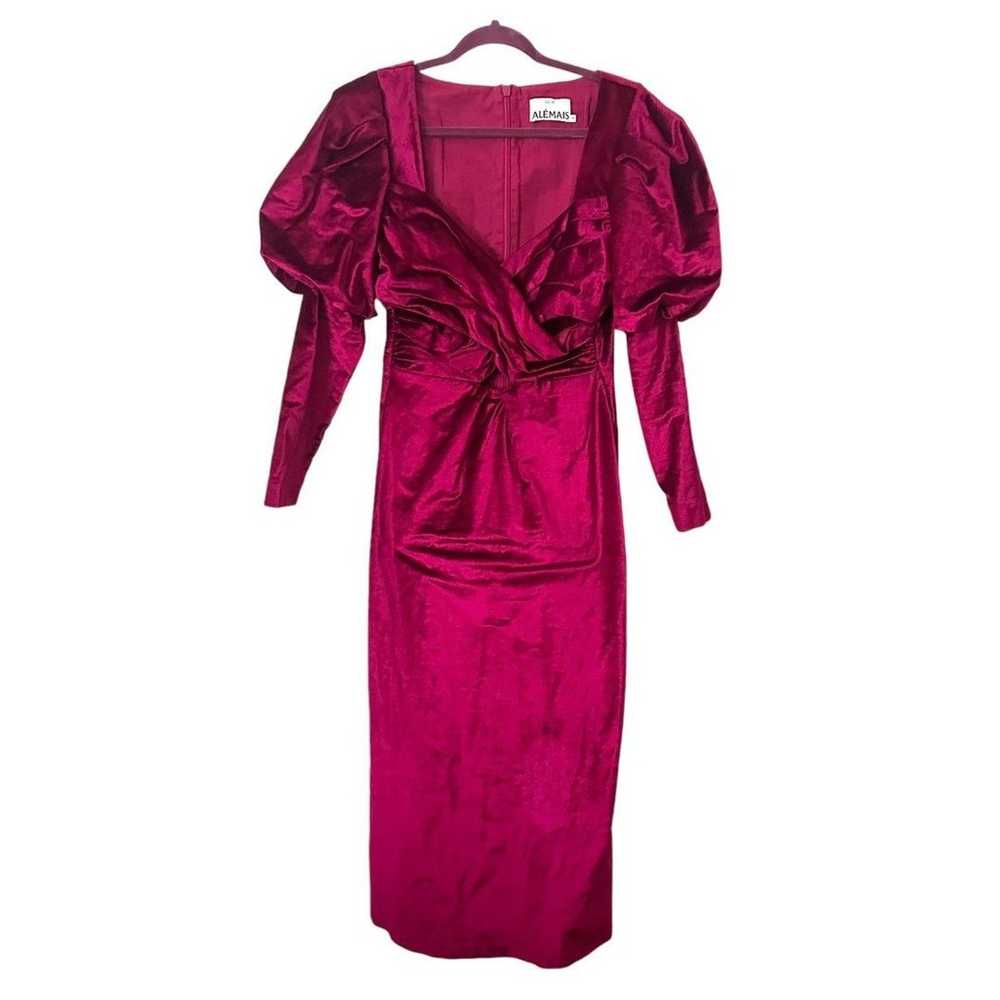 ALÉMAIS Rosario Puff Sleeve Midi Dress Fuschia Pi… - image 3