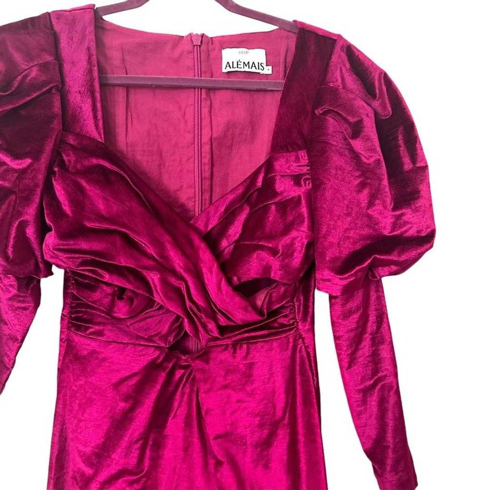 ALÉMAIS Rosario Puff Sleeve Midi Dress Fuschia Pi… - image 6