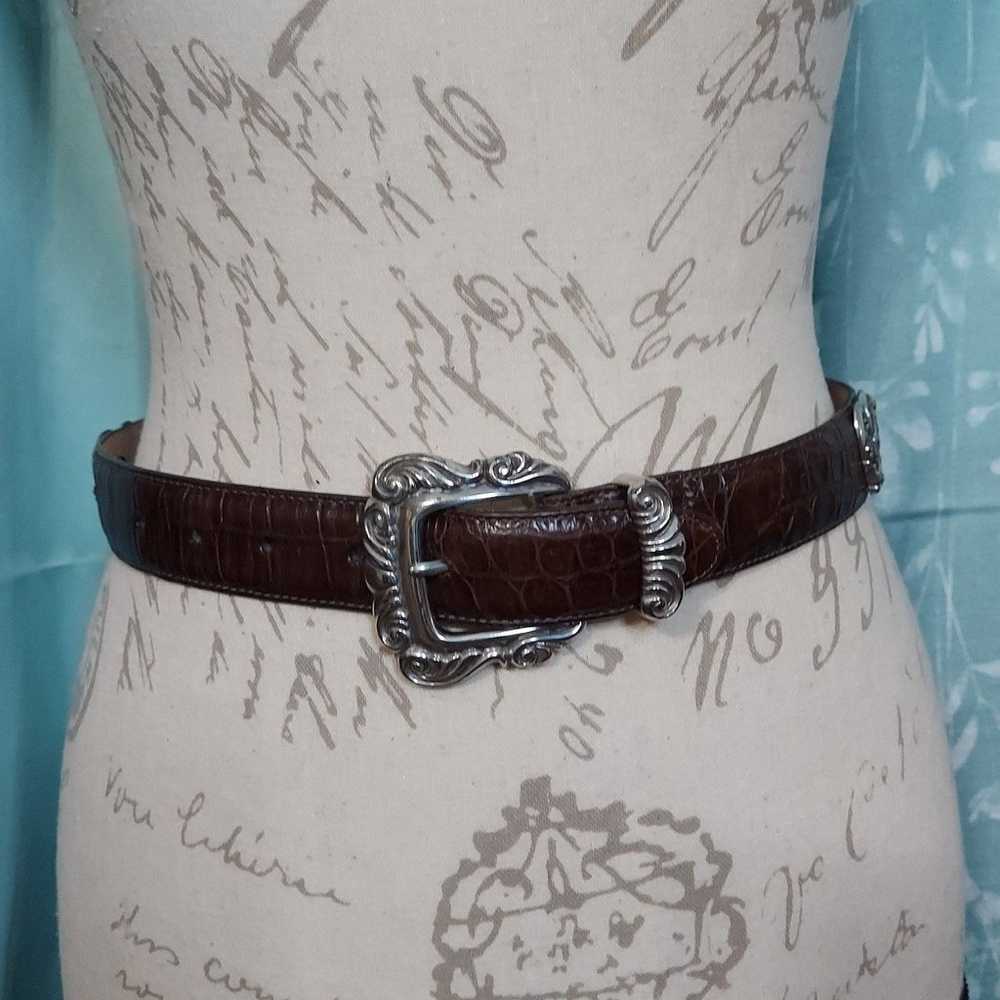 Brighton Vintage Brown Leather Western Belt Silve… - image 6