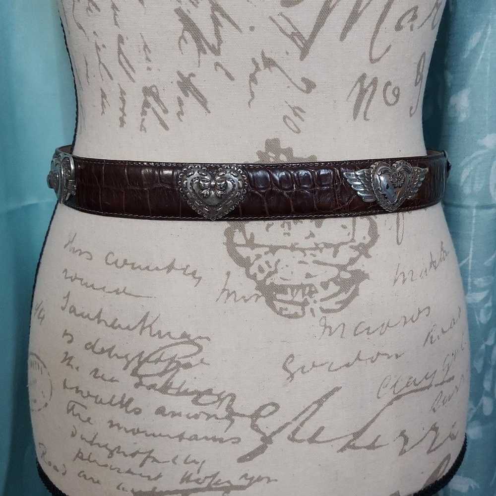 Brighton Vintage Brown Leather Western Belt Silve… - image 7