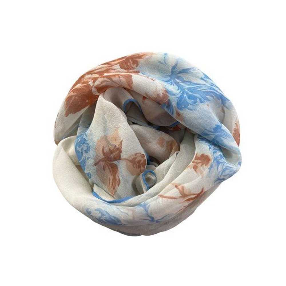 Vintage Floral Rectangle Silk Scarf Lightweight N… - image 1