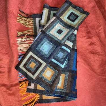 J Mclaughlin wool scarves geometric square fringe… - image 1