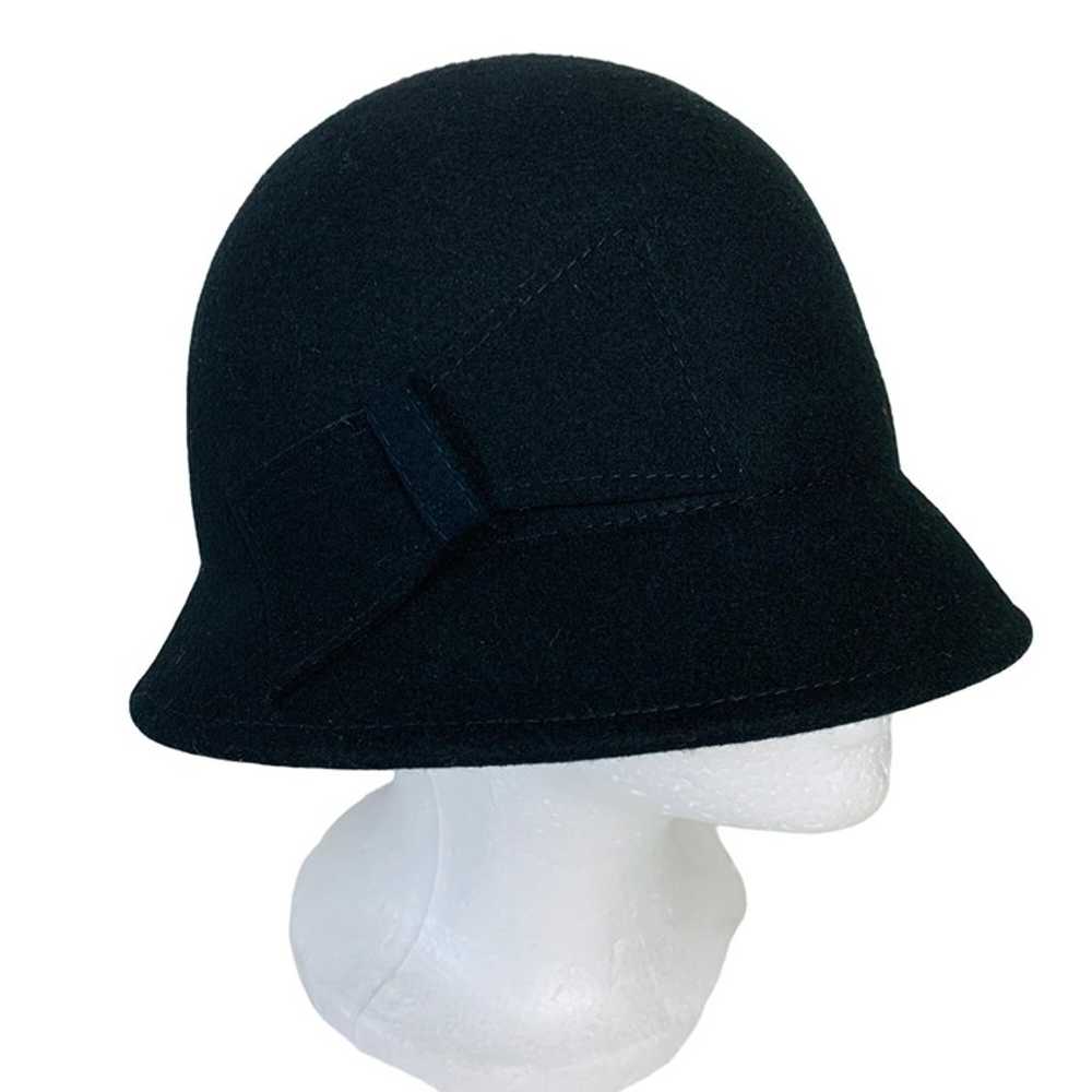 Retro Black Wool Cloche Hat One Size VTG Y2K Wint… - image 4