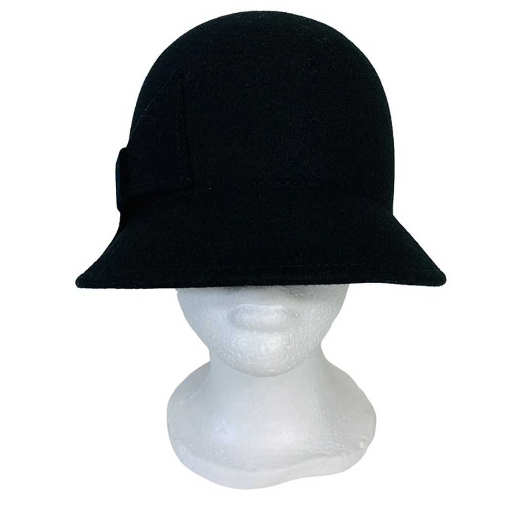 Retro Black Wool Cloche Hat One Size VTG Y2K Wint… - image 8