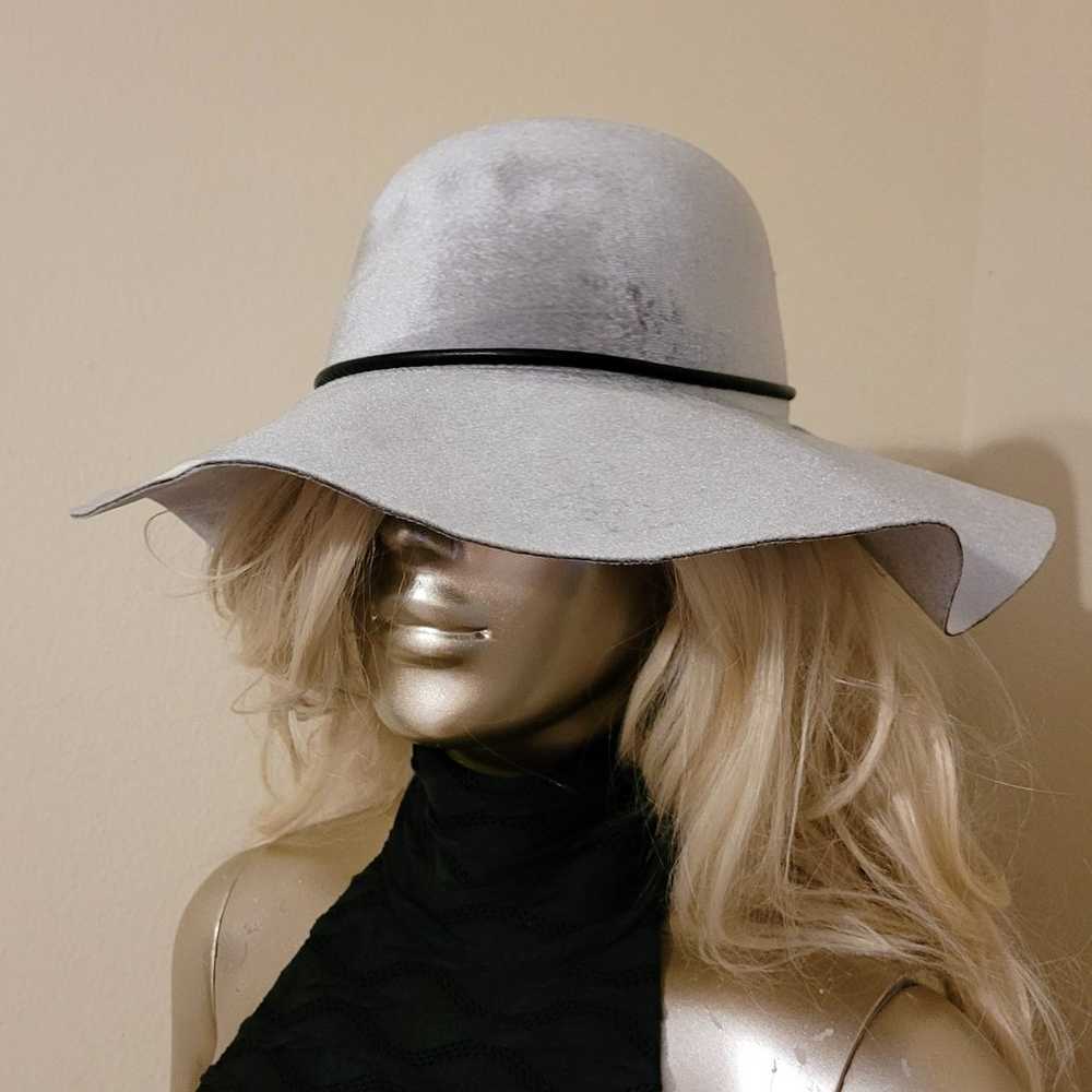 VINTAGE SILVER VELVET FLOPPY HAT WITH BLACK LEATH… - image 12