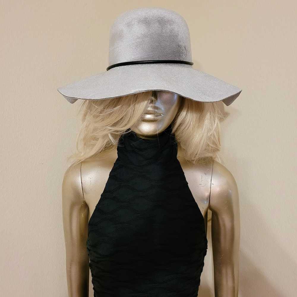 VINTAGE SILVER VELVET FLOPPY HAT WITH BLACK LEATH… - image 2