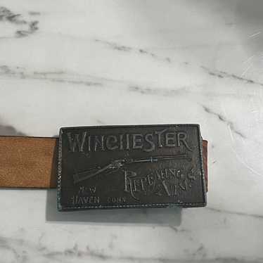 Vintage Winchester belt buckle with genuine leathe