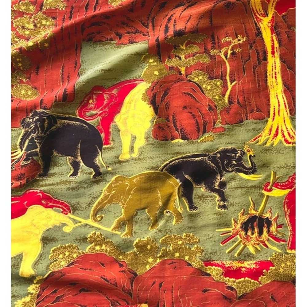 Vintage Elephant Herd Scarf Jungle Safari Thai 10… - image 2