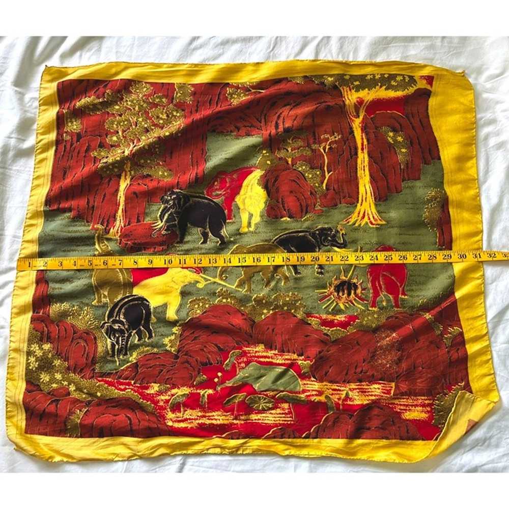 Vintage Elephant Herd Scarf Jungle Safari Thai 10… - image 4