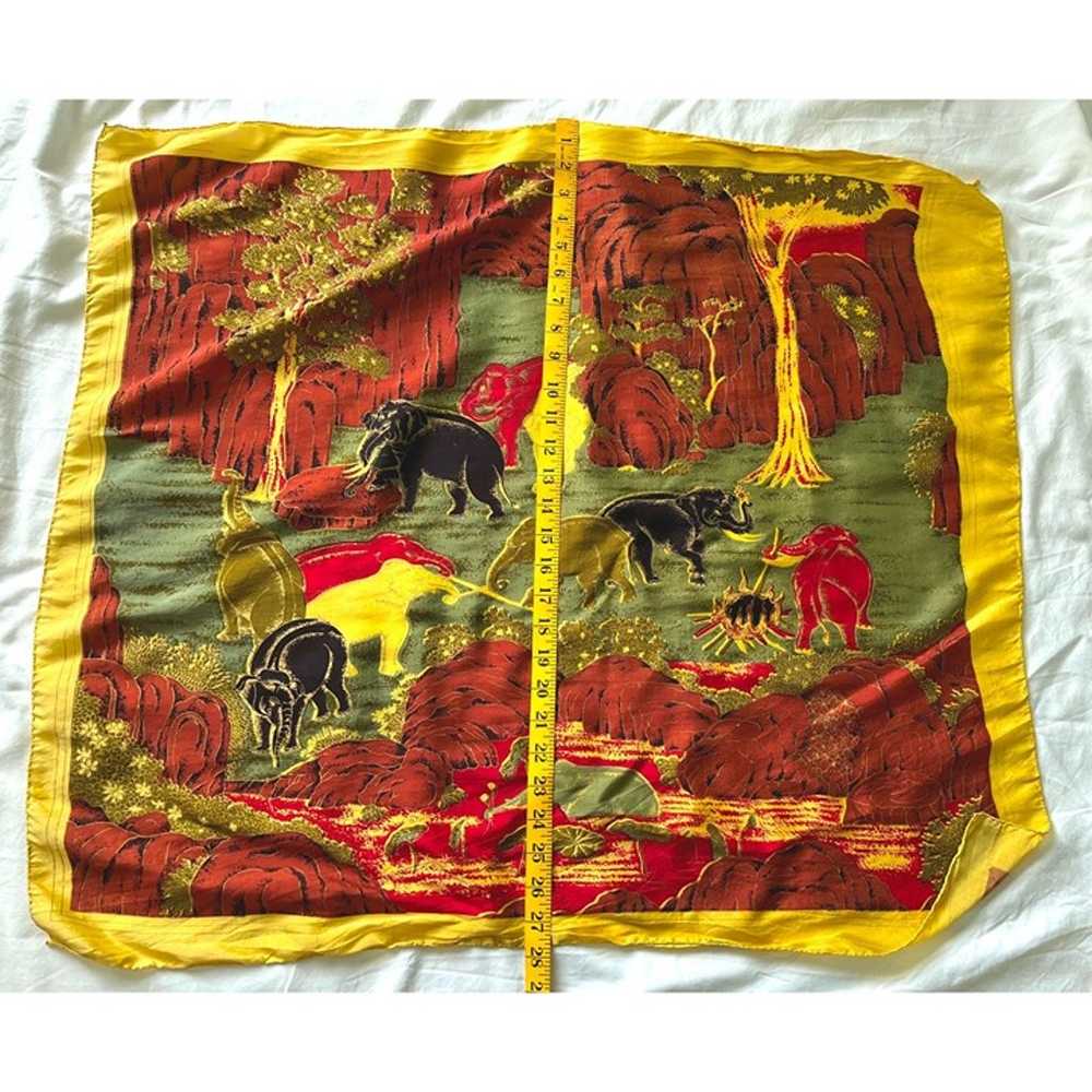 Vintage Elephant Herd Scarf Jungle Safari Thai 10… - image 5