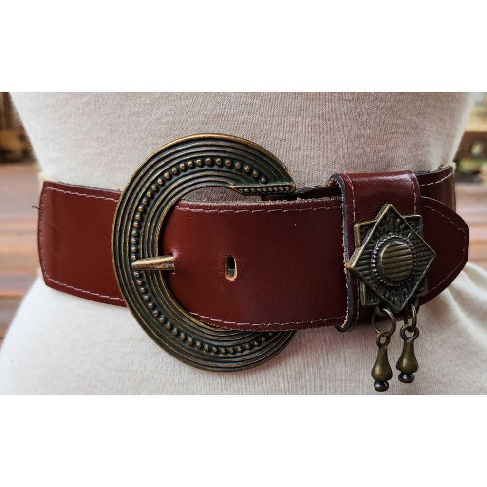 Vintage 90s Stretch Belt sz Medium Brass Leather … - image 3