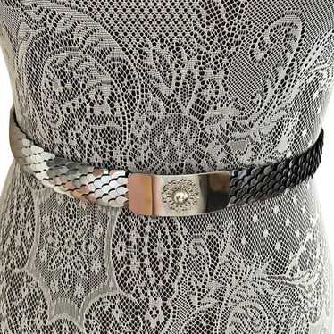 Vintage 70s Fish Scales Fashion Silver Stretch Bel