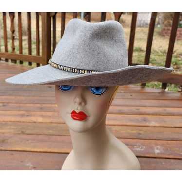 Adora Vintage Y2K Gray Felt Wool Soho Wide Brim Ha