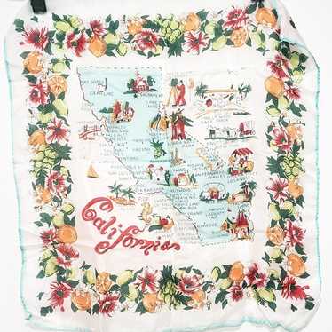 Vintage Handkerchief California State Map Souvenir