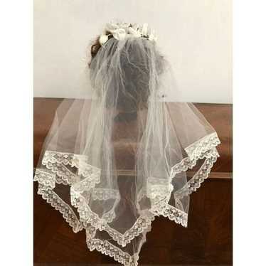 Bride Veil 2 Tier Vintage Handmade - image 1