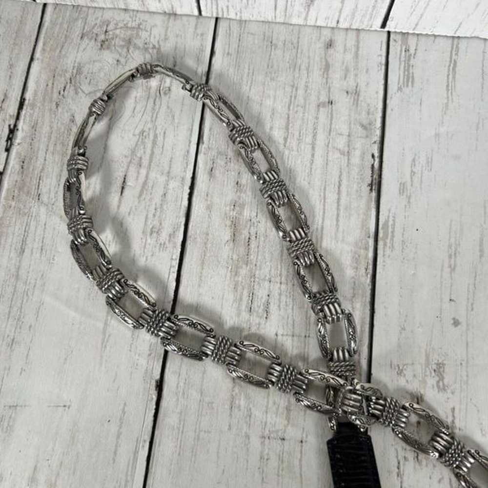 Brighton  Black Leather Chain Link Belt Vintage S… - image 3