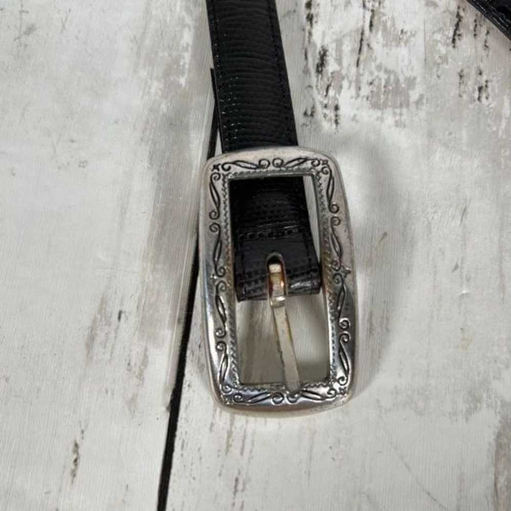 Brighton  Black Leather Chain Link Belt Vintage S… - image 4