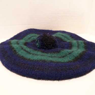 Black watch wool beret hat Green Blue Made in Sco… - image 1