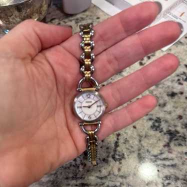 Women’s Vintage Fossil Watch Two Tone Sterling Sil