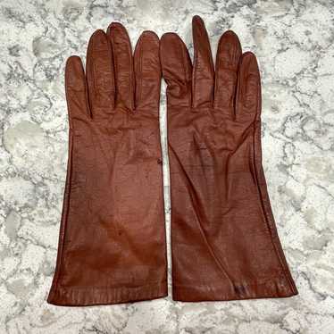 Vintage Grandoe Leather Gloves Brown Size M