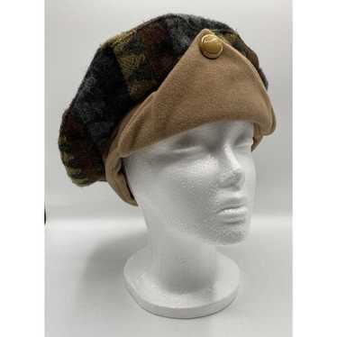 Vintage Wool Beret or Tam Fair Isle Print Hat Tan… - image 1