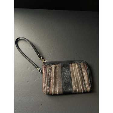 Fossil Vintage Striped Leather Zip Around Wallet … - image 1