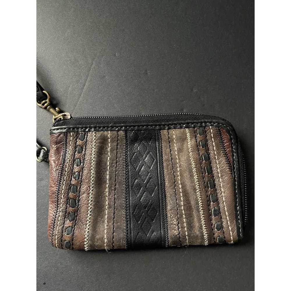 Fossil Vintage Striped Leather Zip Around Wallet … - image 2