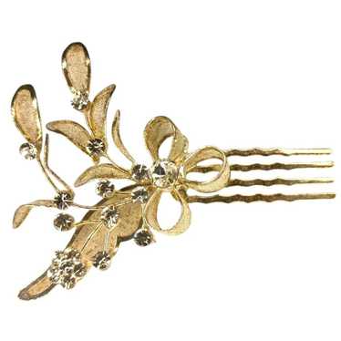 Vintage Silver Tone Women's Metal Hair Comb Rhine… - image 1