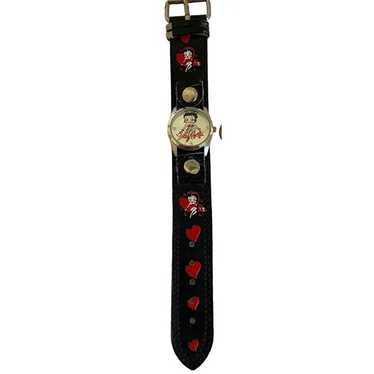 Vintage Betty Boop Watch Black Red Hearts Love - image 1