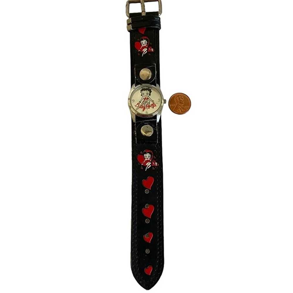 Vintage Betty Boop Watch Black Red Hearts Love - image 2