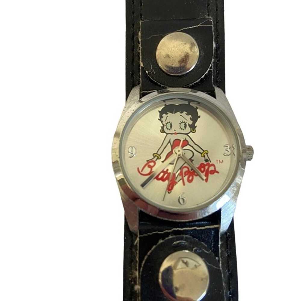 Vintage Betty Boop Watch Black Red Hearts Love - image 3