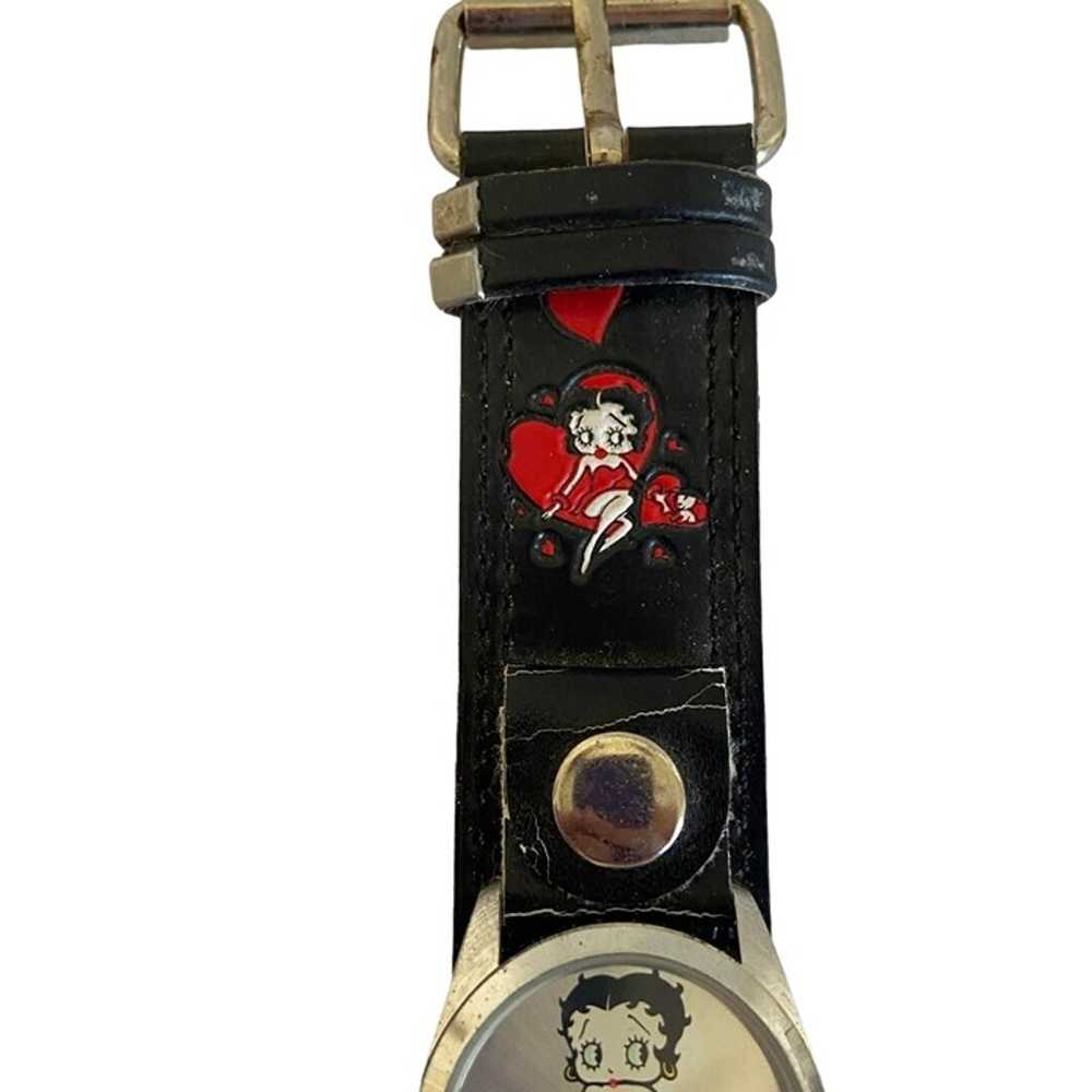 Vintage Betty Boop Watch Black Red Hearts Love - image 4