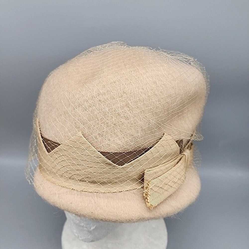 Vintage Shag Felt Hat Tan Union Made 60s - image 1