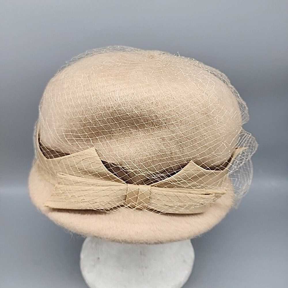 Vintage Shag Felt Hat Tan Union Made 60s - image 2