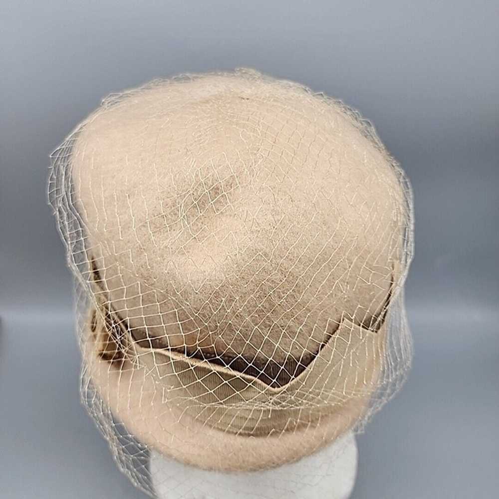 Vintage Shag Felt Hat Tan Union Made 60s - image 3