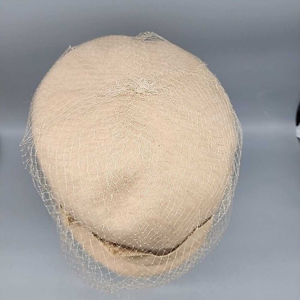 Vintage Shag Felt Hat Tan Union Made 60s - image 4