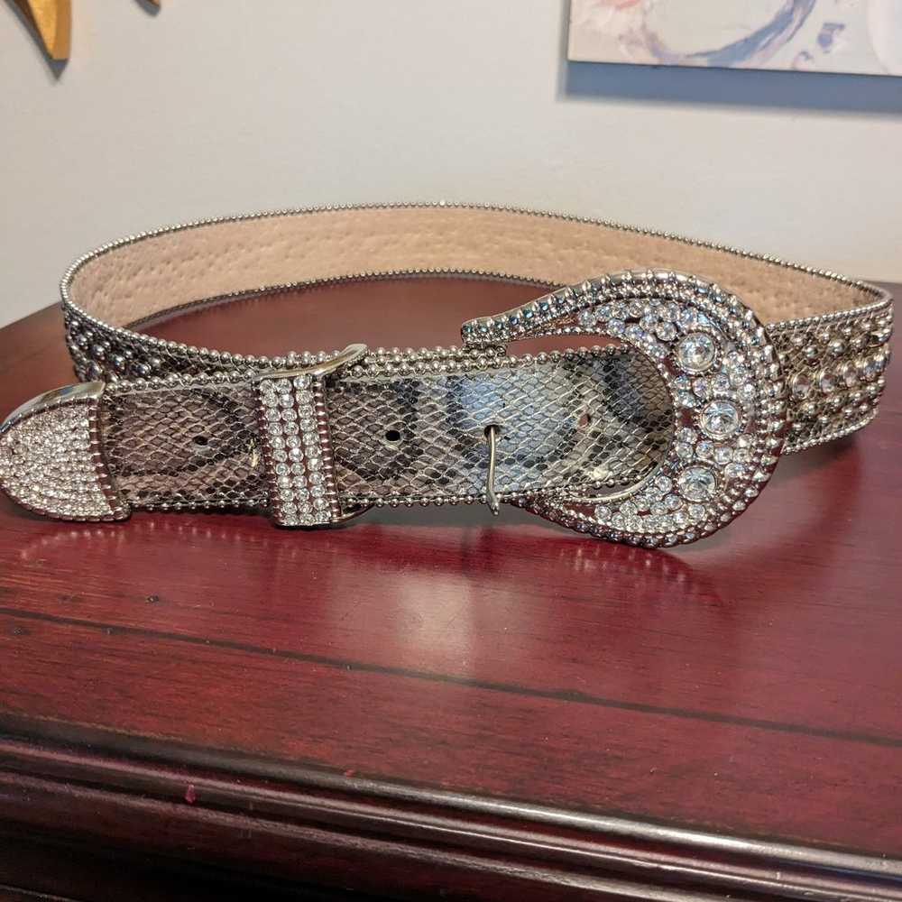 Vintage Chico's Belt Statement Studded Plastic Rh… - image 1